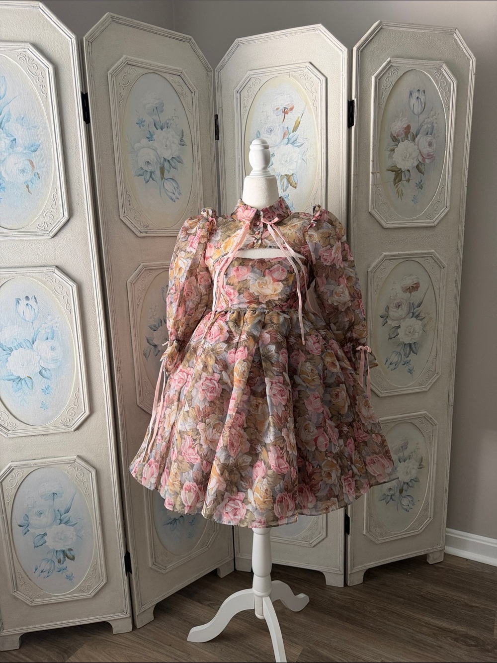 Selkie Jardin De Fleurs 2 piece Shrug Puff Mini Dress